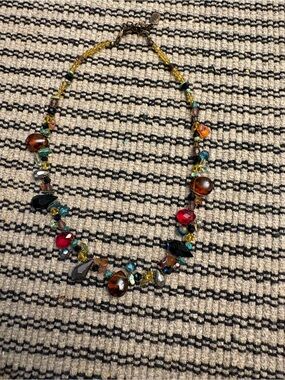 Source Unknown Multicolor Beaded Necklace with Red and Amber Accents